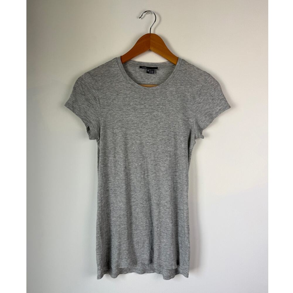 Vince Soft Cotton Modal Short Sleeve Crew Neck T Shirt Gray Women's Size XS